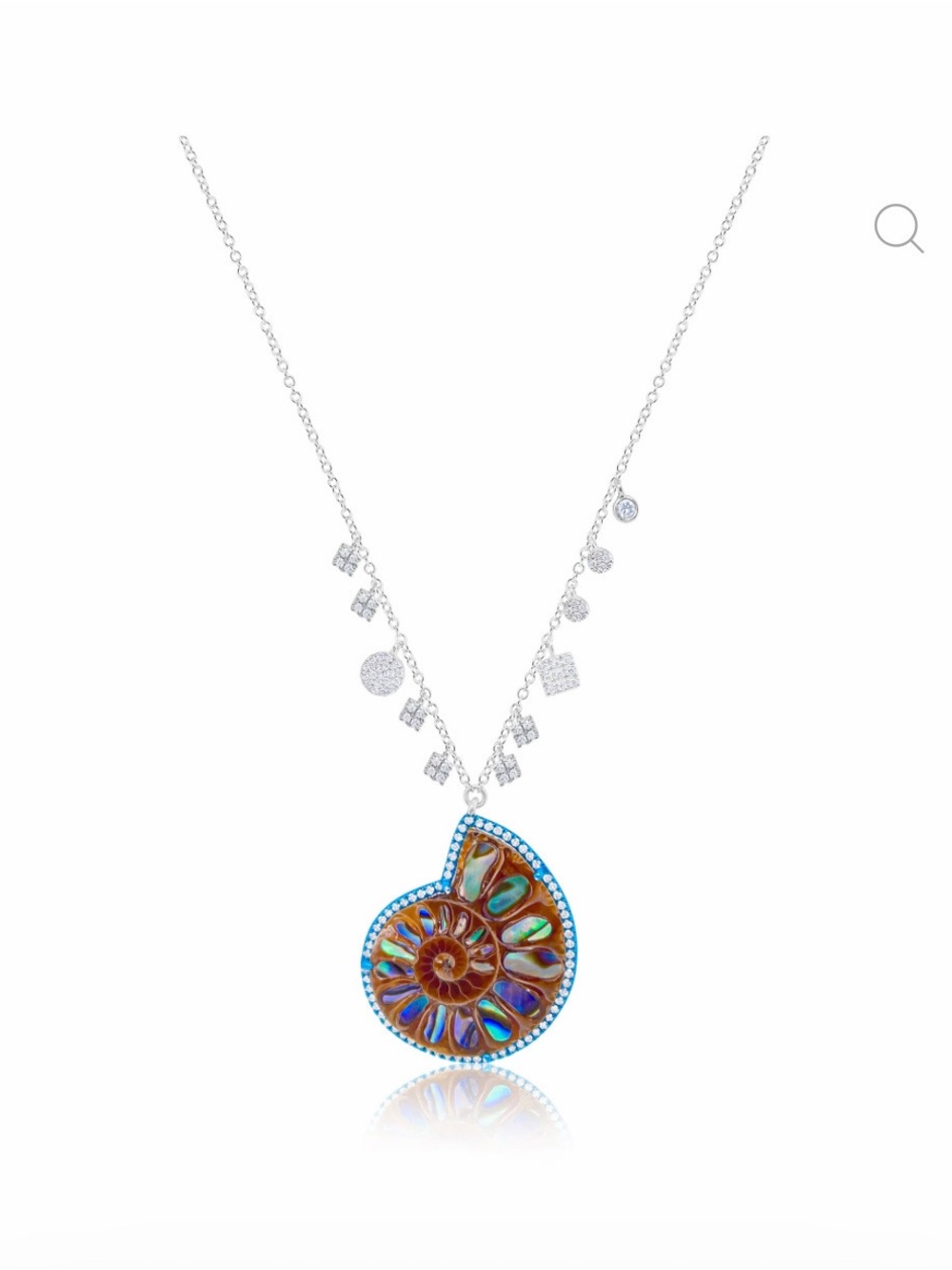 Meira T Conch Fossil Blue Rhodium and Diamond
Necklace